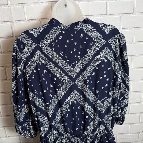 Nanette Lepore Blue and White Puff Sleeve Sundress/size 14 - Picture 4 of 13